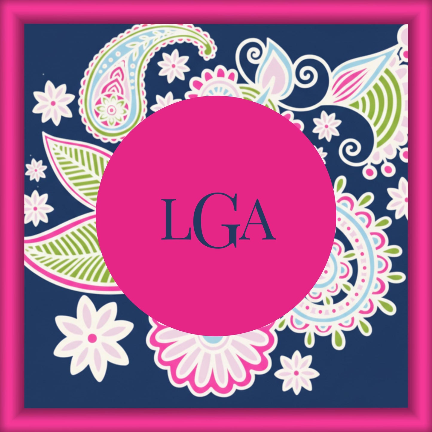 Navy Paisley Custom Monogram Mahjong Mat: Mahj Game Tabletop (31.5-inch)