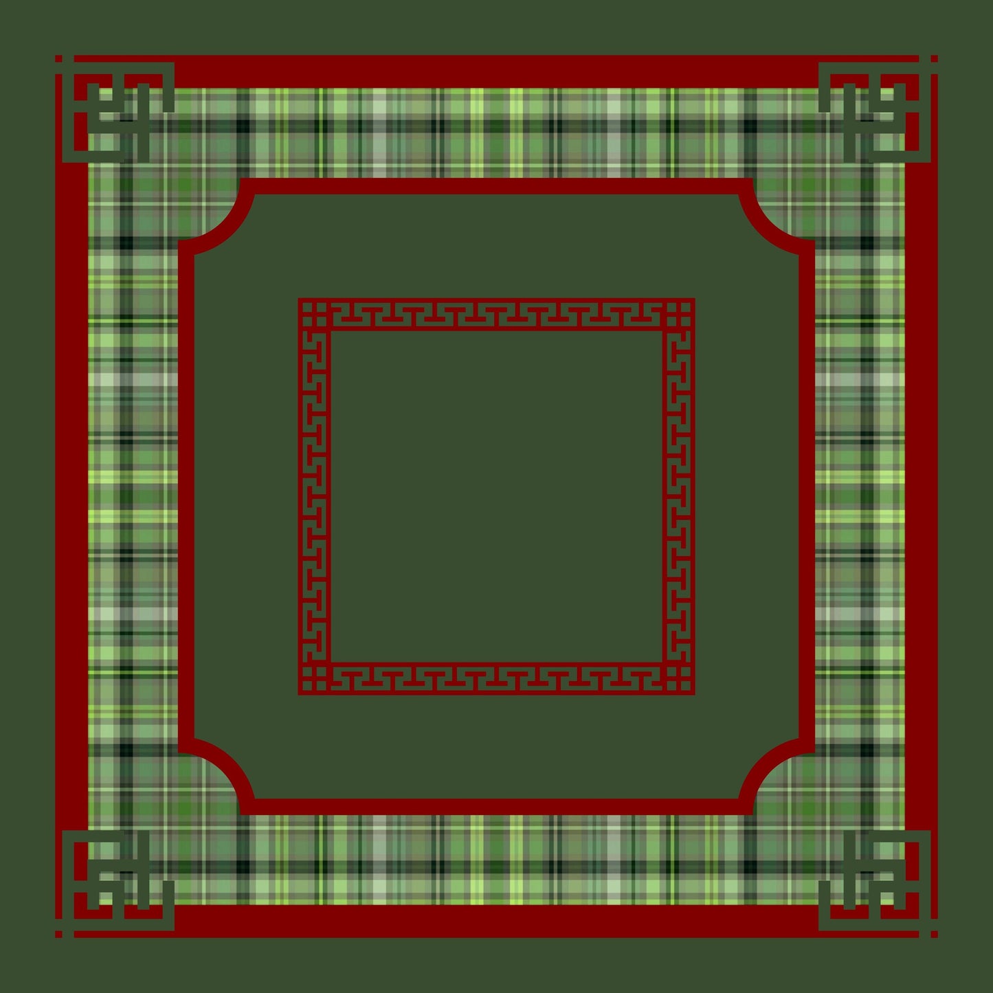 Olive Plaid Mahjong Mat: Mahj Game Tabletop (31.5-inch)