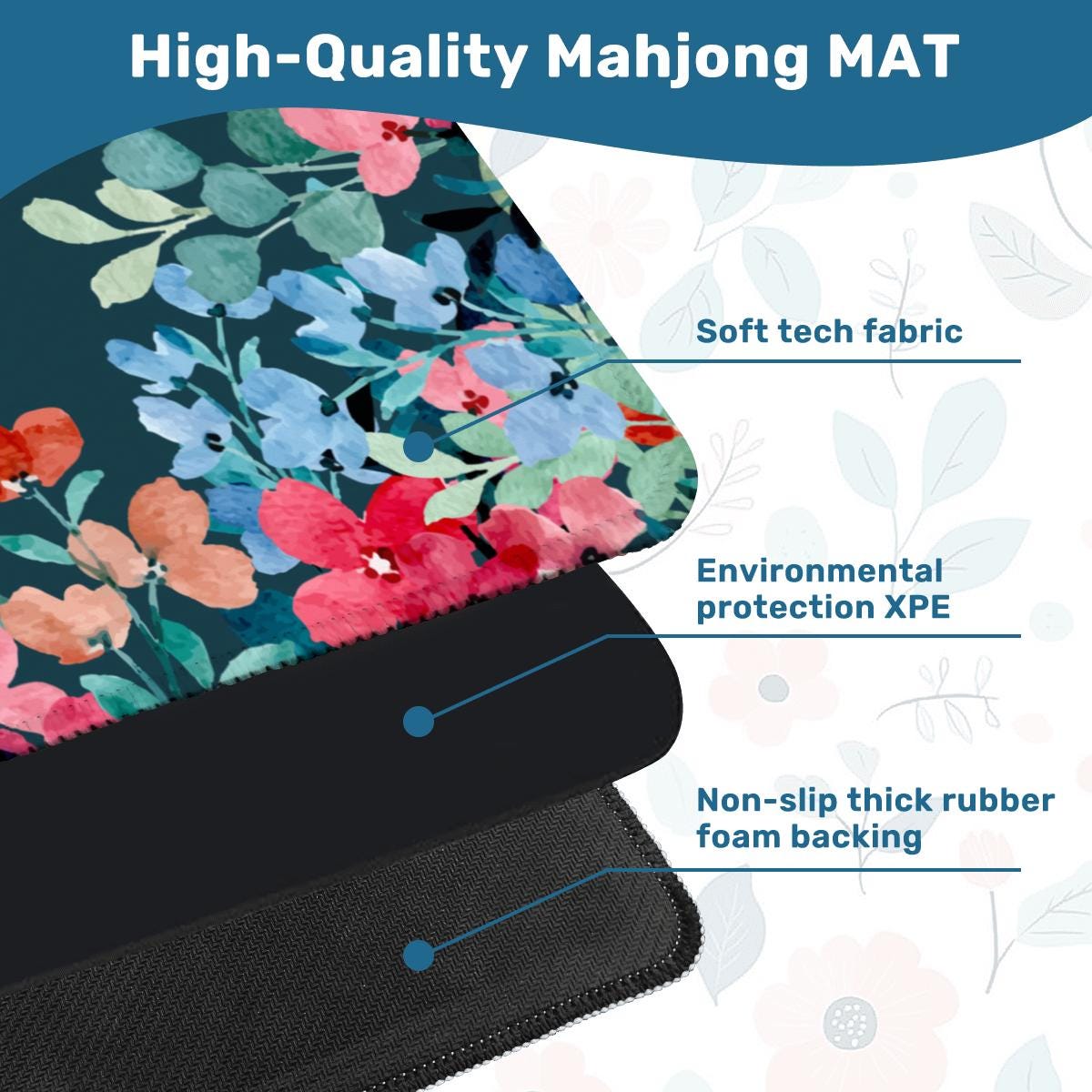 Ocean Florals Mahjong Mat