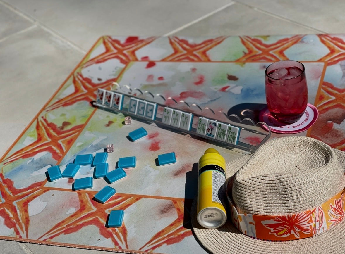 Orange Splatter Star Artist Collab 33 inch Mahjong Mat
