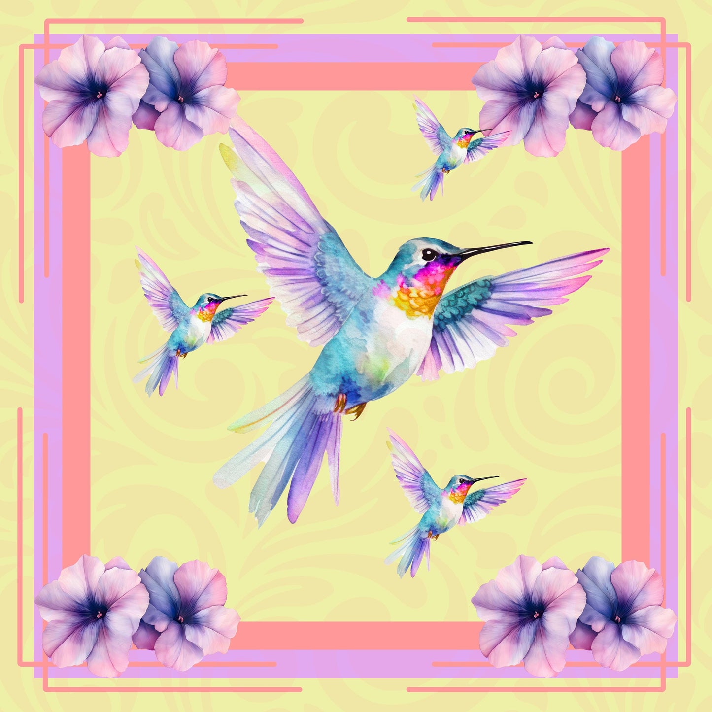 Hummingbird Spring Mahjong Mat: Mahj Game Tabletop (31.5-inch)