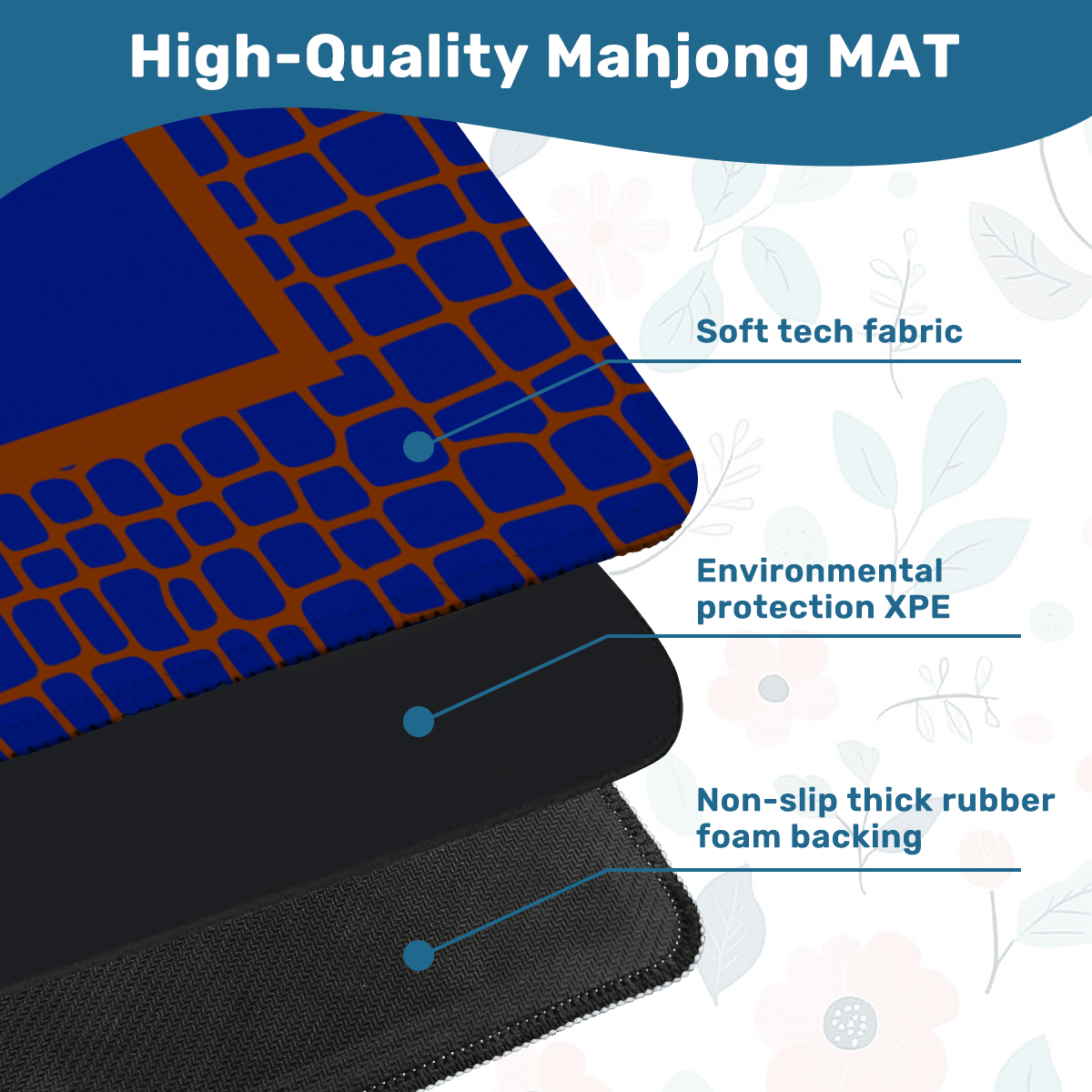 Navy Gator Mahjong Mat: Mahj Game Tabletop (31.5-inch)