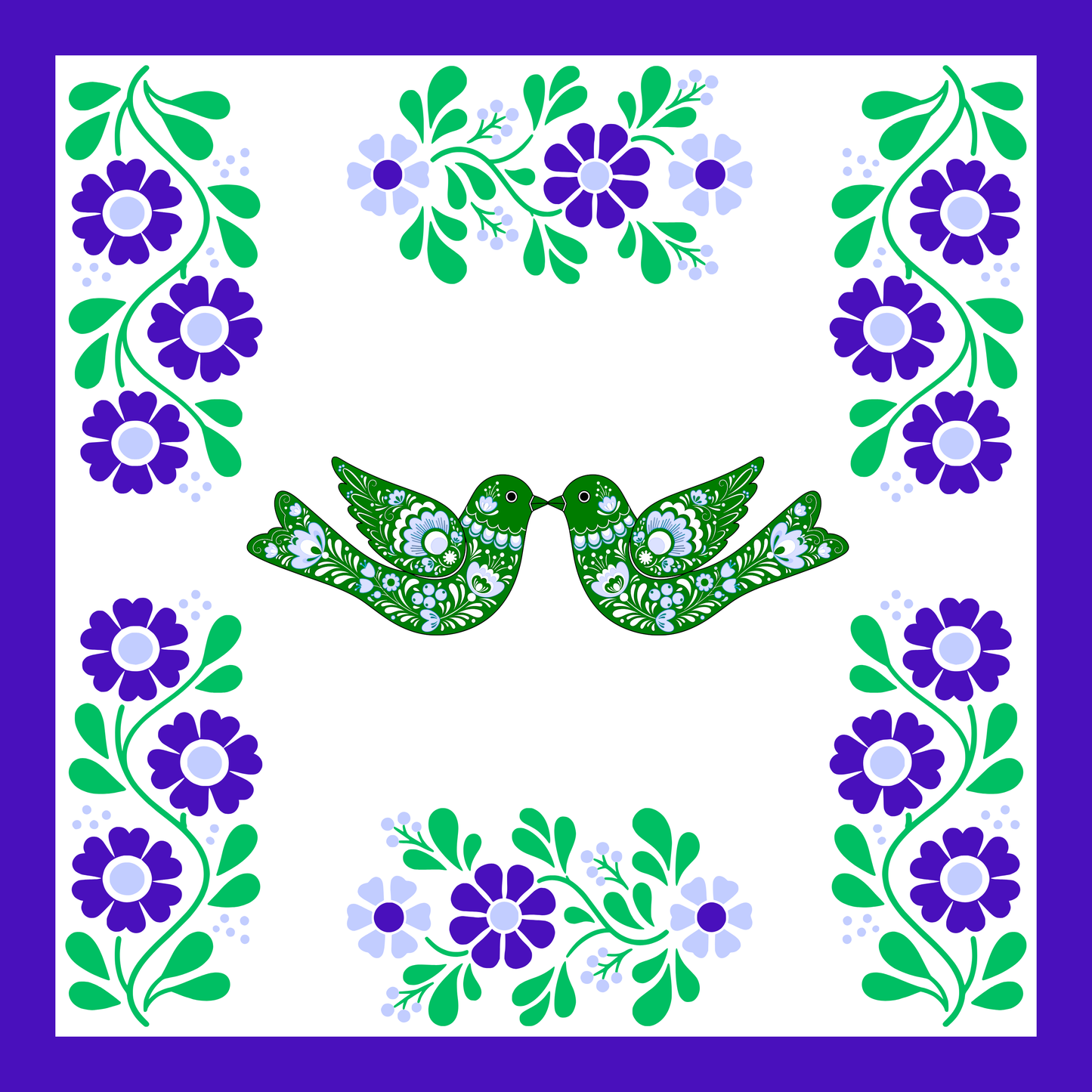 Birds Kissing Mahjong Mat: Mahj Game Tabletop