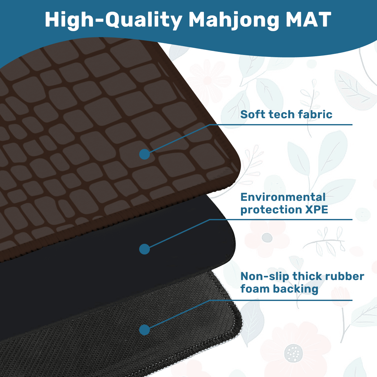 Chocolate Brown Gator Mahjong Mat: Mahj Game Tabletop (31.5-inch)