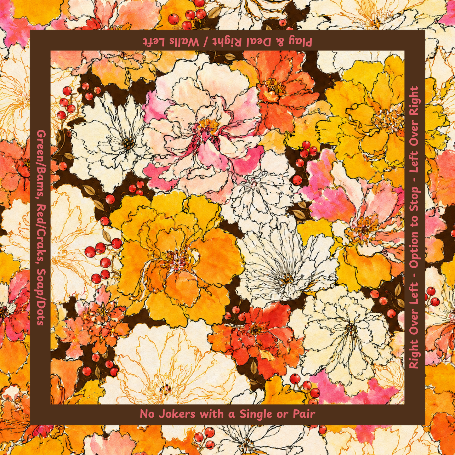 Fall Flowers with Directions Neoprene Mahjong Mat
