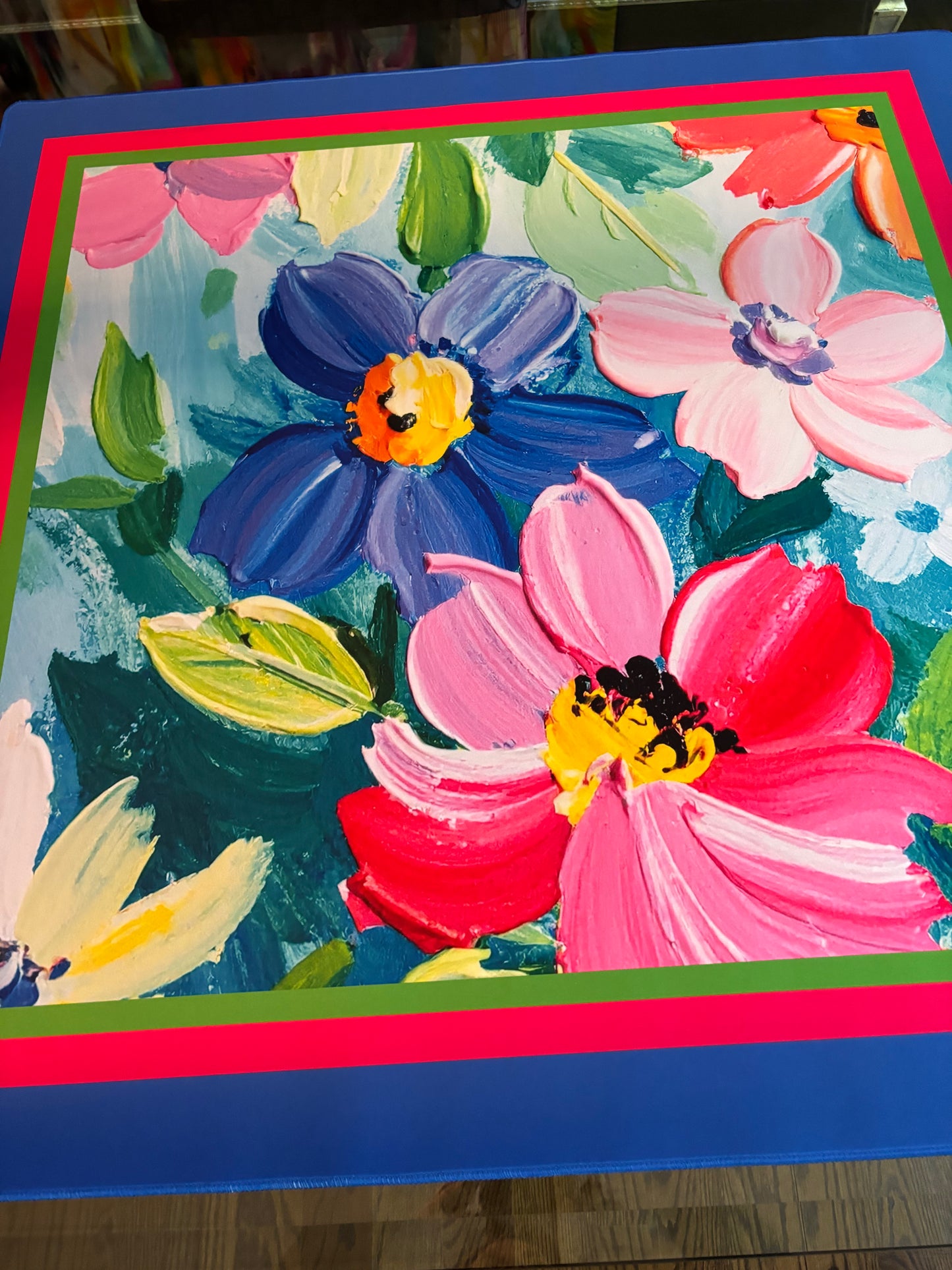 Acrylic Flowers Neoprene Mahjong Mat