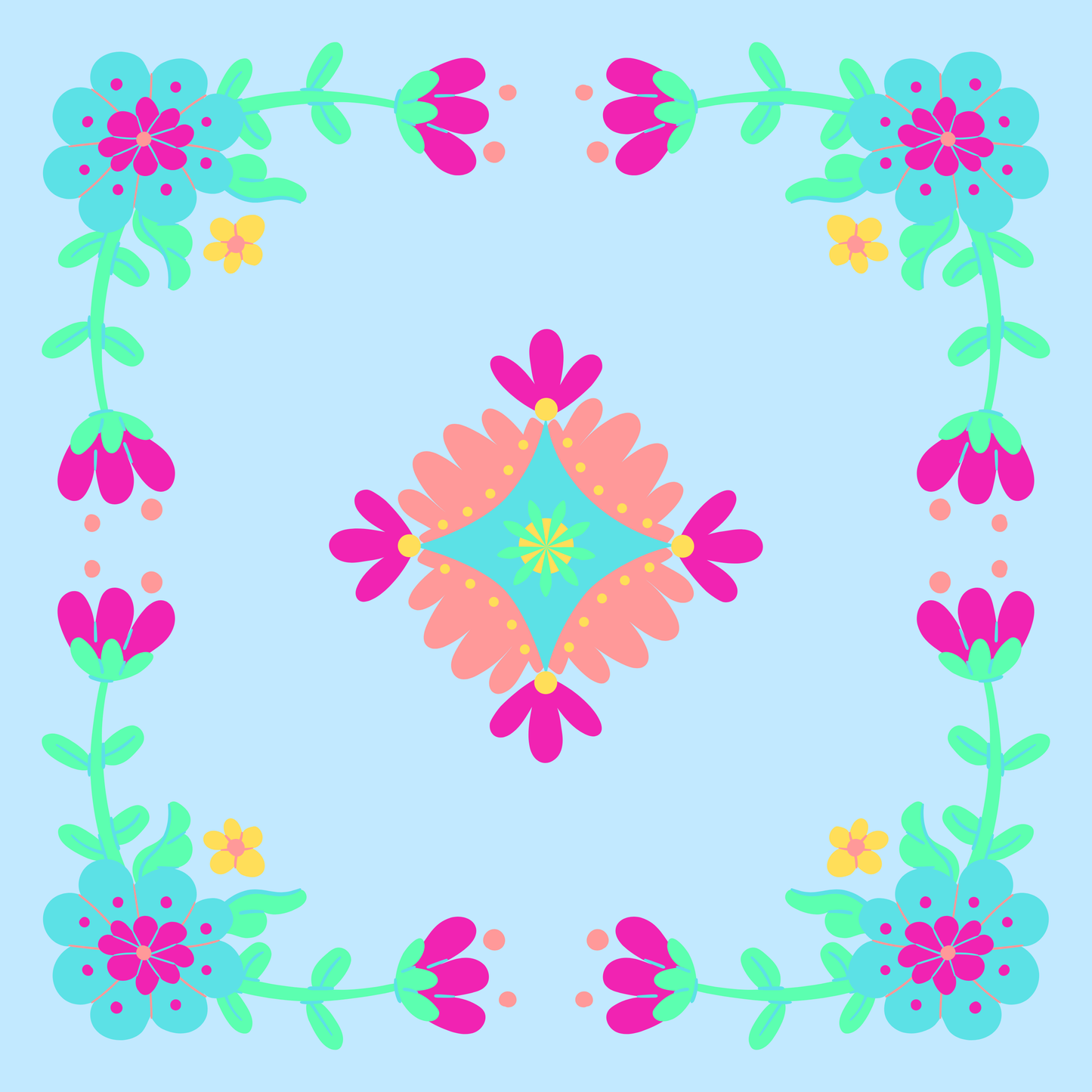 Scandinavian Floral Neoprene Mahjong Mat