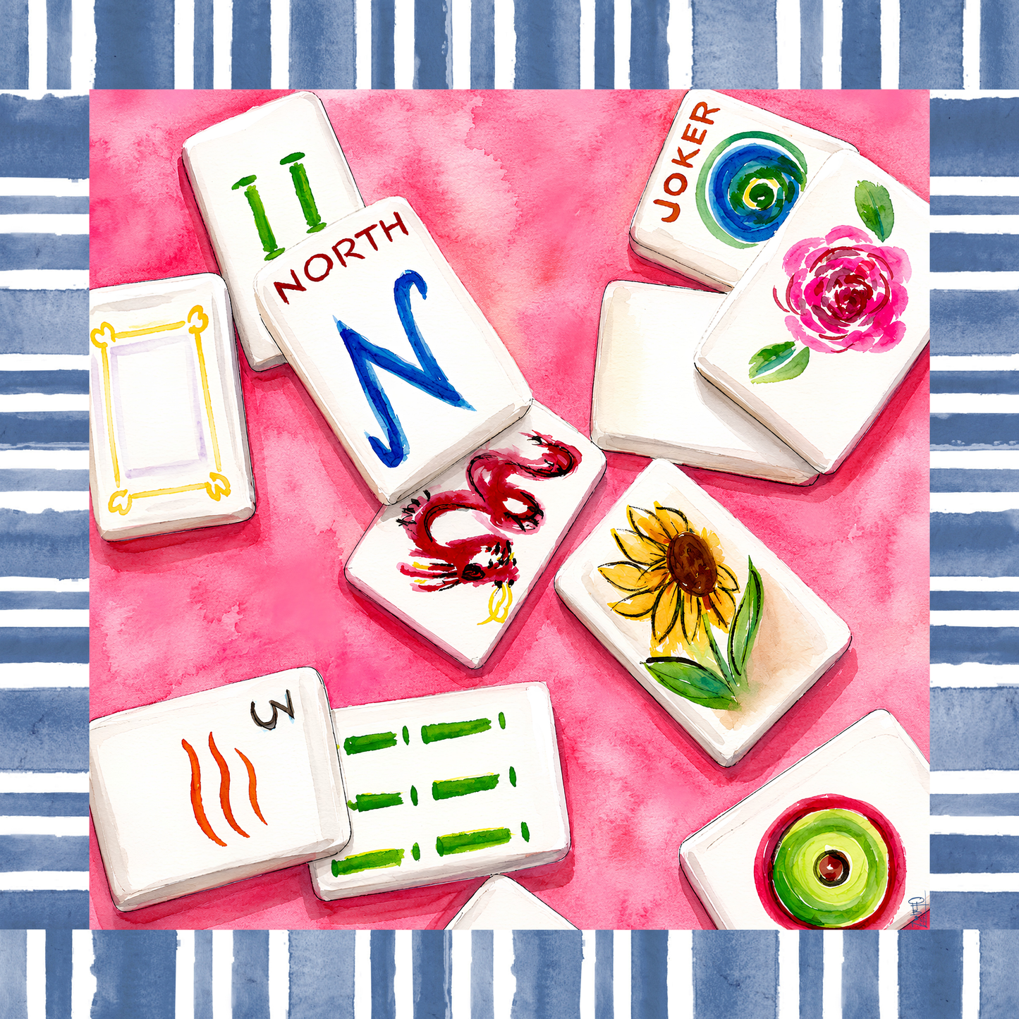 Tossing Tiles Artist Collab Leatherette Mahjong Mat