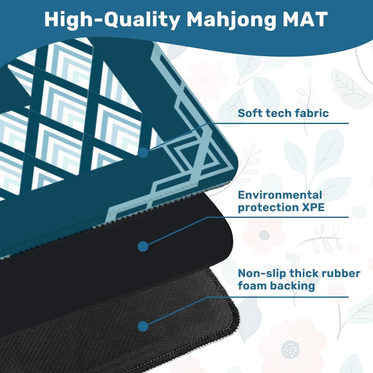 Slate Blue Diamonds Mahjong Mat with Border