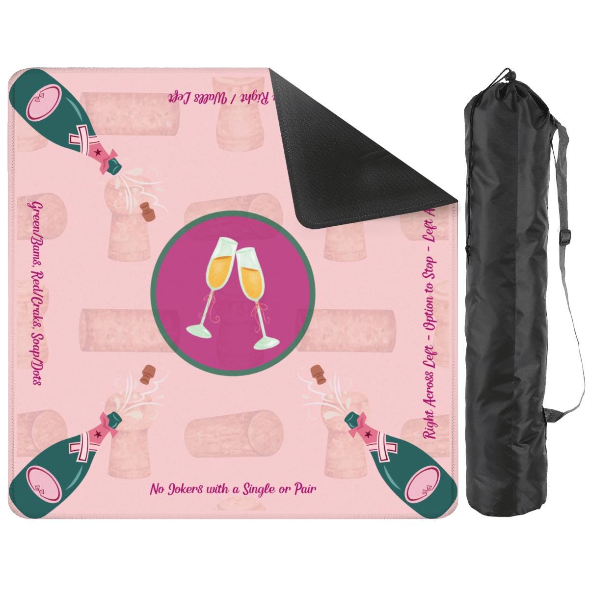 Champagne Toast with Instructions Mahjong Mat: Non-Slip Polyester, 31.5" Square