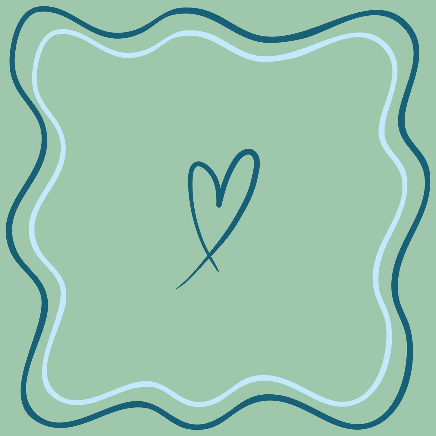 Green and Navy Open Heart Mahjong Mat