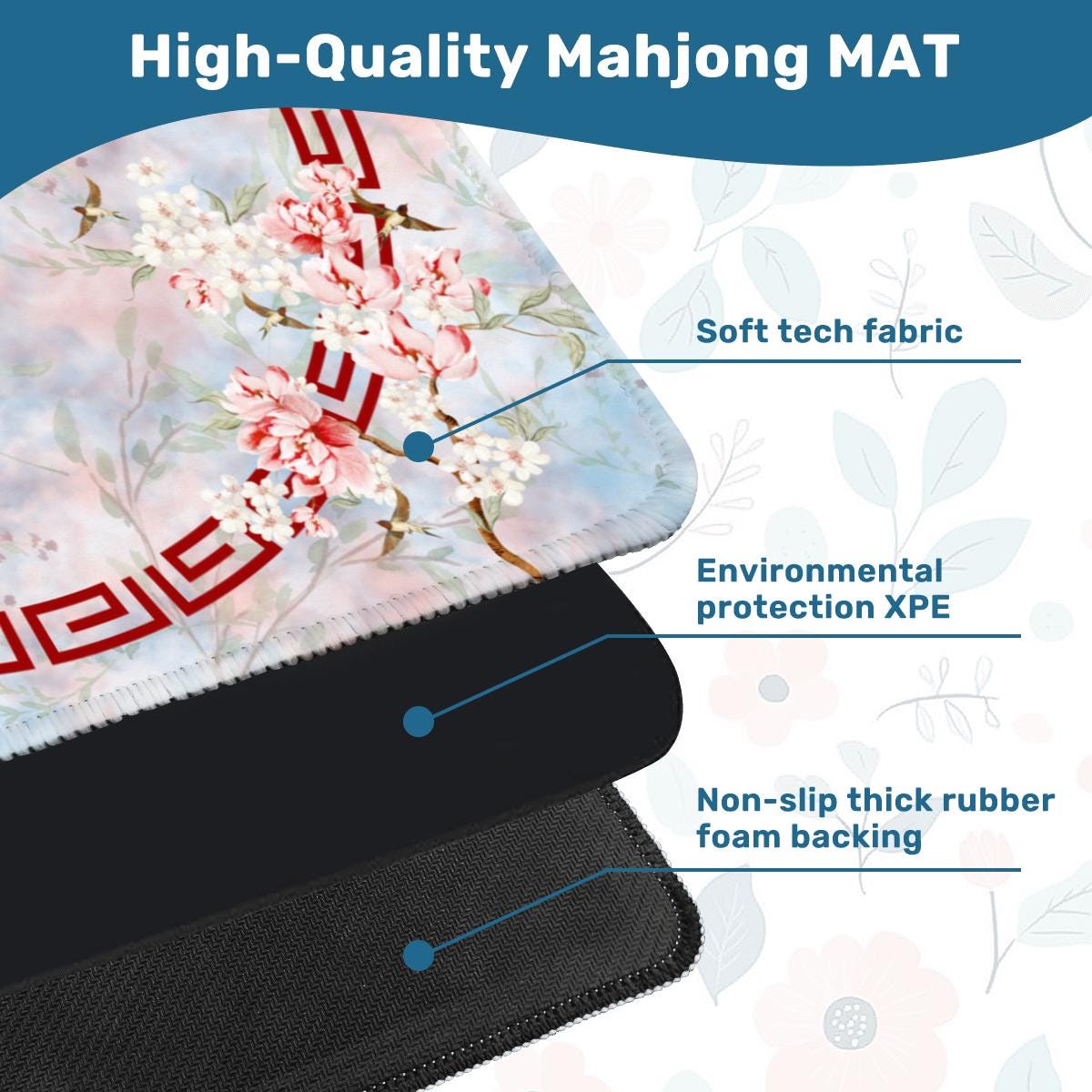 Birdie on a Branch Mahjong Mat: Mahj Game Tabletop