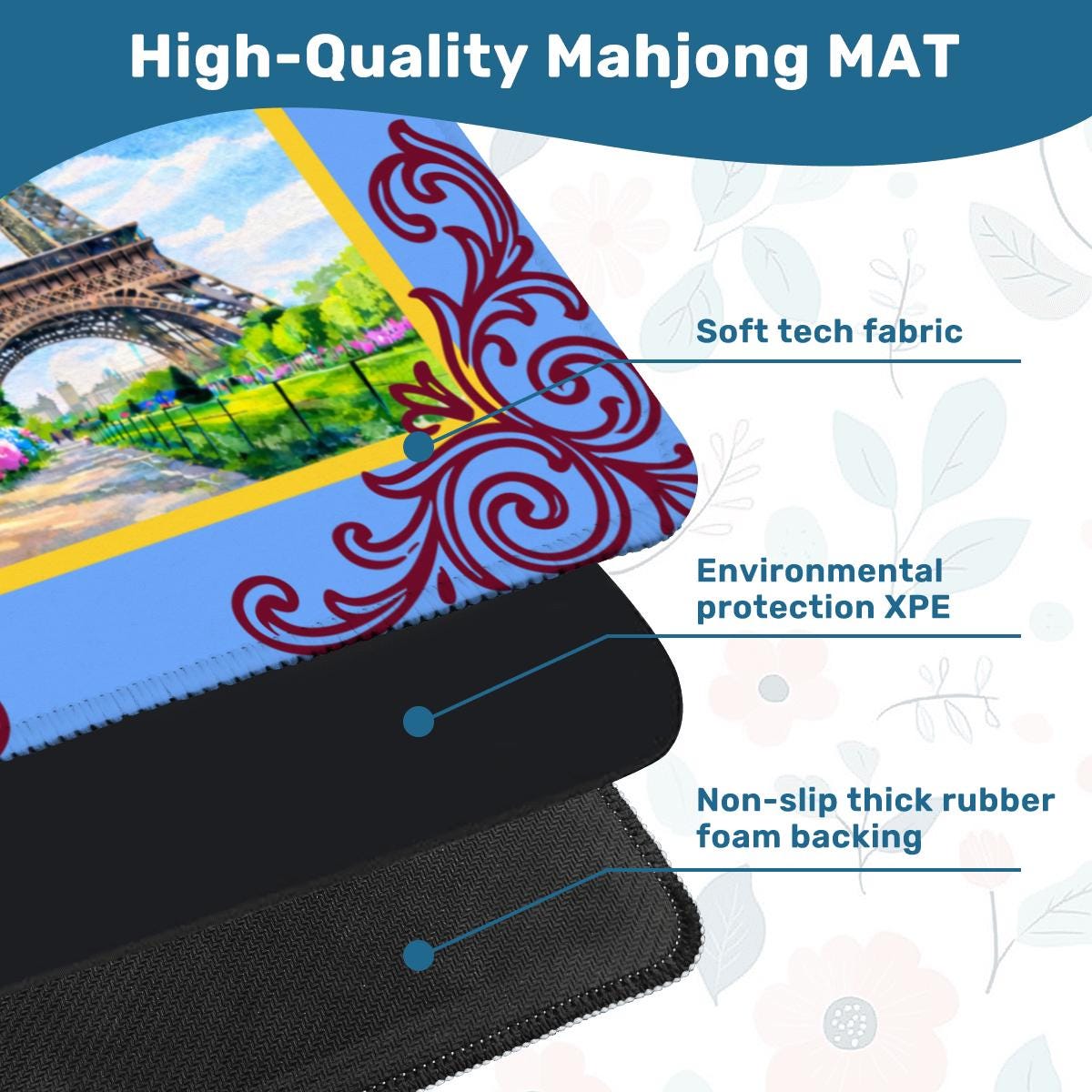 Paris Watercolor Abstract Mahjong Mat