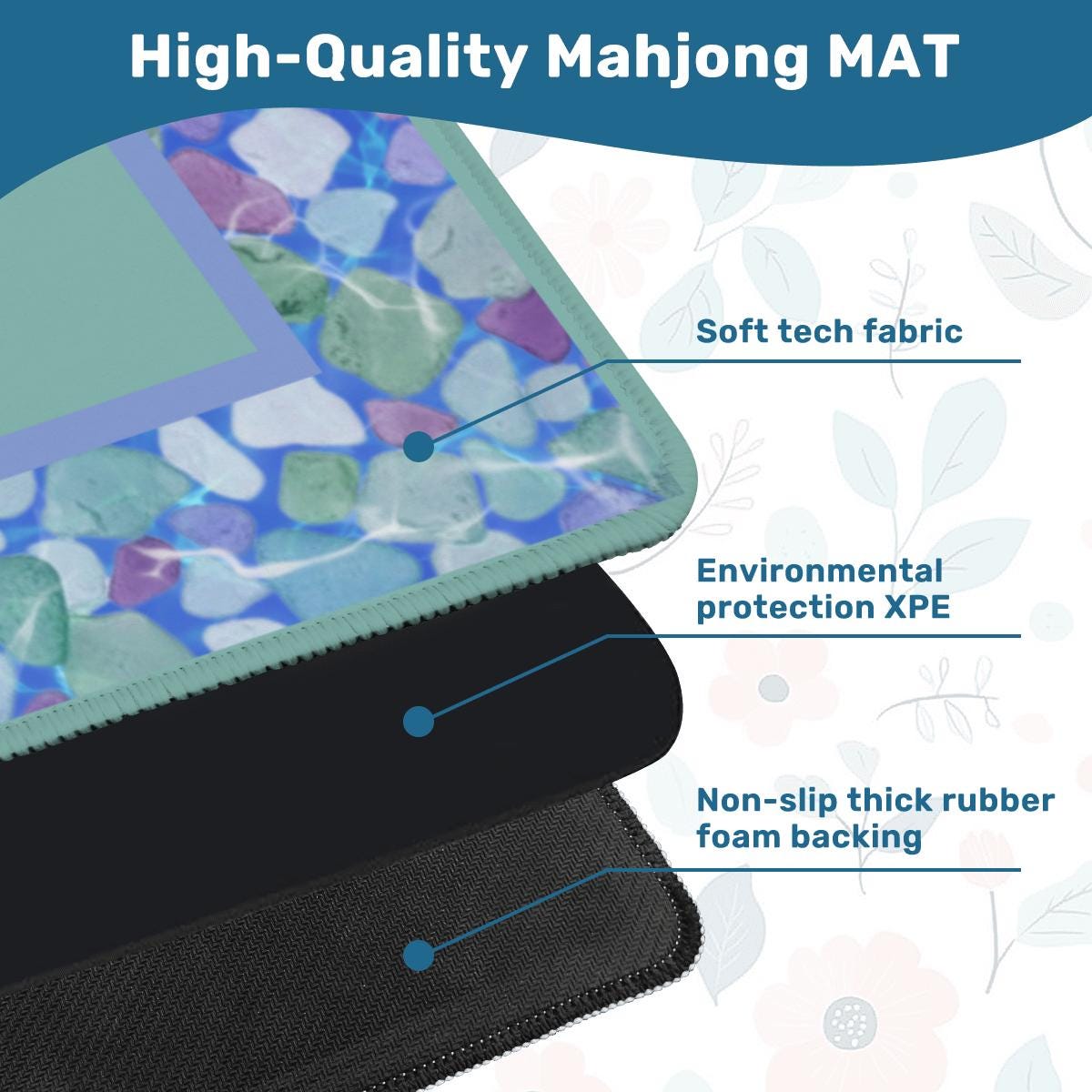 Sea Glass Mahjong Mat: Mahj Game Tabletop