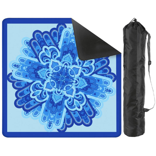 Blue Hamsa Mahjong Mat: Mahj Game Tabletop (31.5-inch)