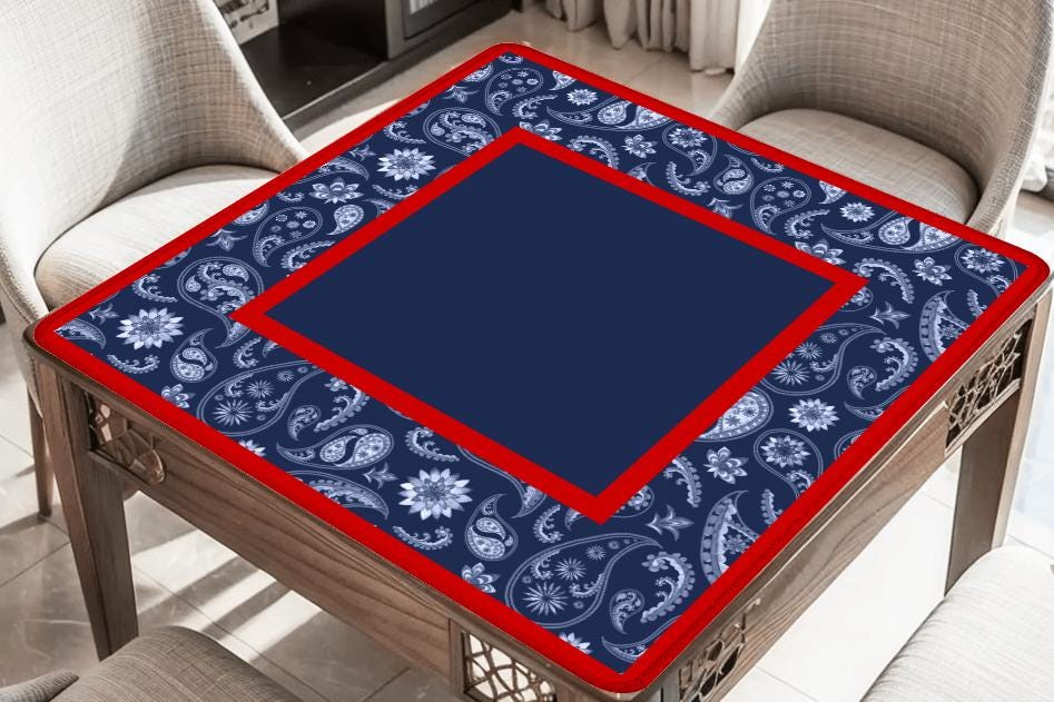 Red & Blue Paisley Bandana Mahjong Mat