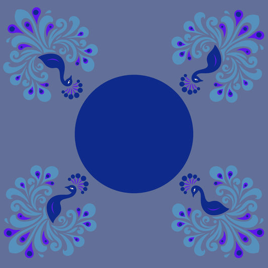 Blue Peacock Mahjong Mat: Mahj Game Tabletop (31.5-inch)