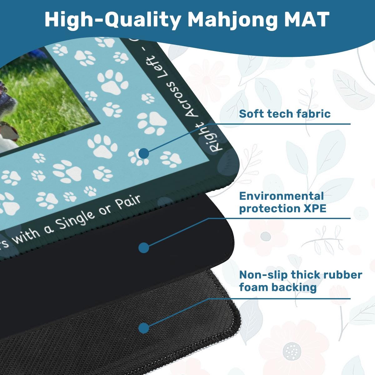 Doodle Plays Mahj Custom with Directions Mahjong Mat, this can be your Pup!