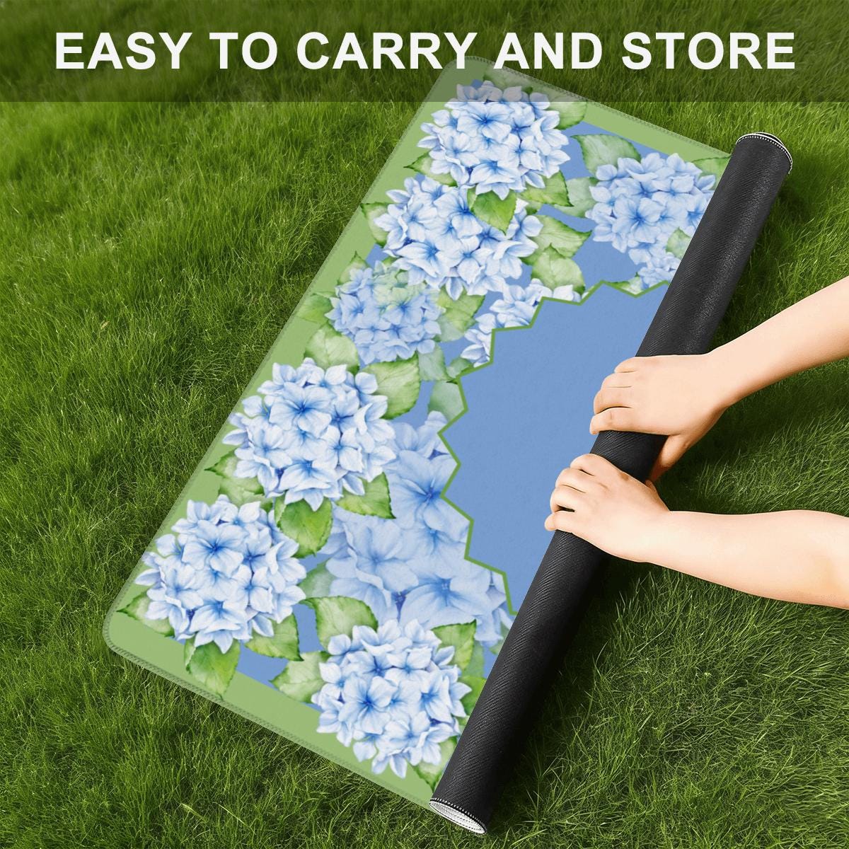 Sea of Hydrangeas Travel Mahjong Mat: Mahj Game Tabletop (20.9-inch)