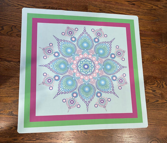 Purple Mandala Beads Mahjong Mat: Mahj Game Tabletop (31.5-inch)