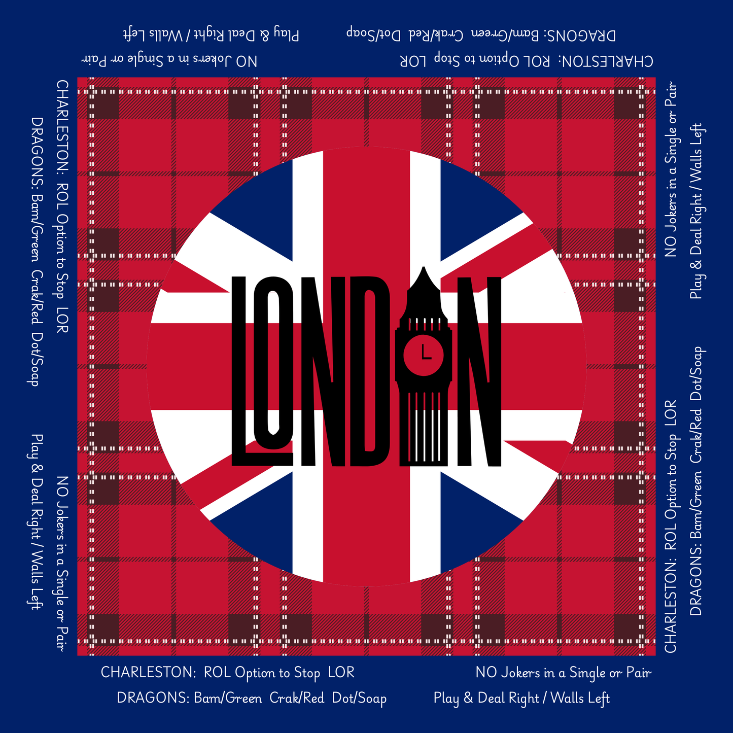 London Calling with Instructions Neoprene Mahjong Mat