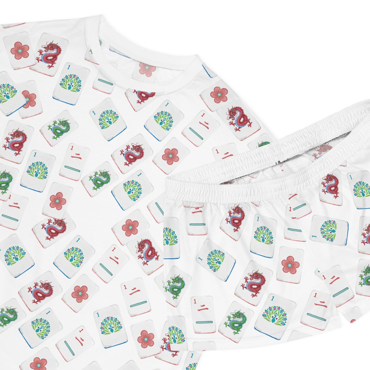 Women's Mahjong Tiles Pajama Set - Cozy Sleepwear, Mahjong Loungewear, Perfect Gift for Her, Summer Nights, Mahj Pajamas