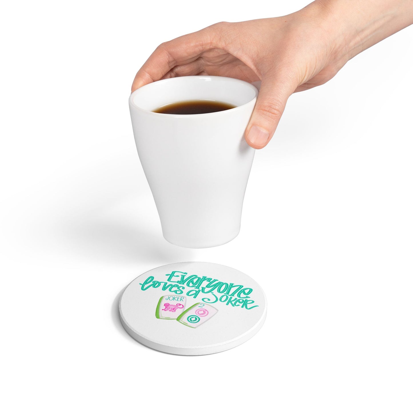 Playful Mahjong Joker Ceramic Coaster, Home Decor, Beverage Holder, Gifts for Mahj, Funny Mahjong Kitchen Accessories