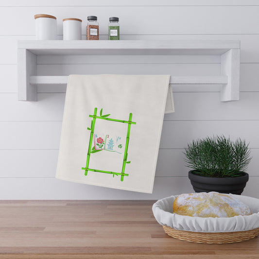 Bamboo Mahjong Design Tea Towels - Asian-Inspired Kitchen Decor, Gift for Mahj Lovers, Eco-Friendly Cotton