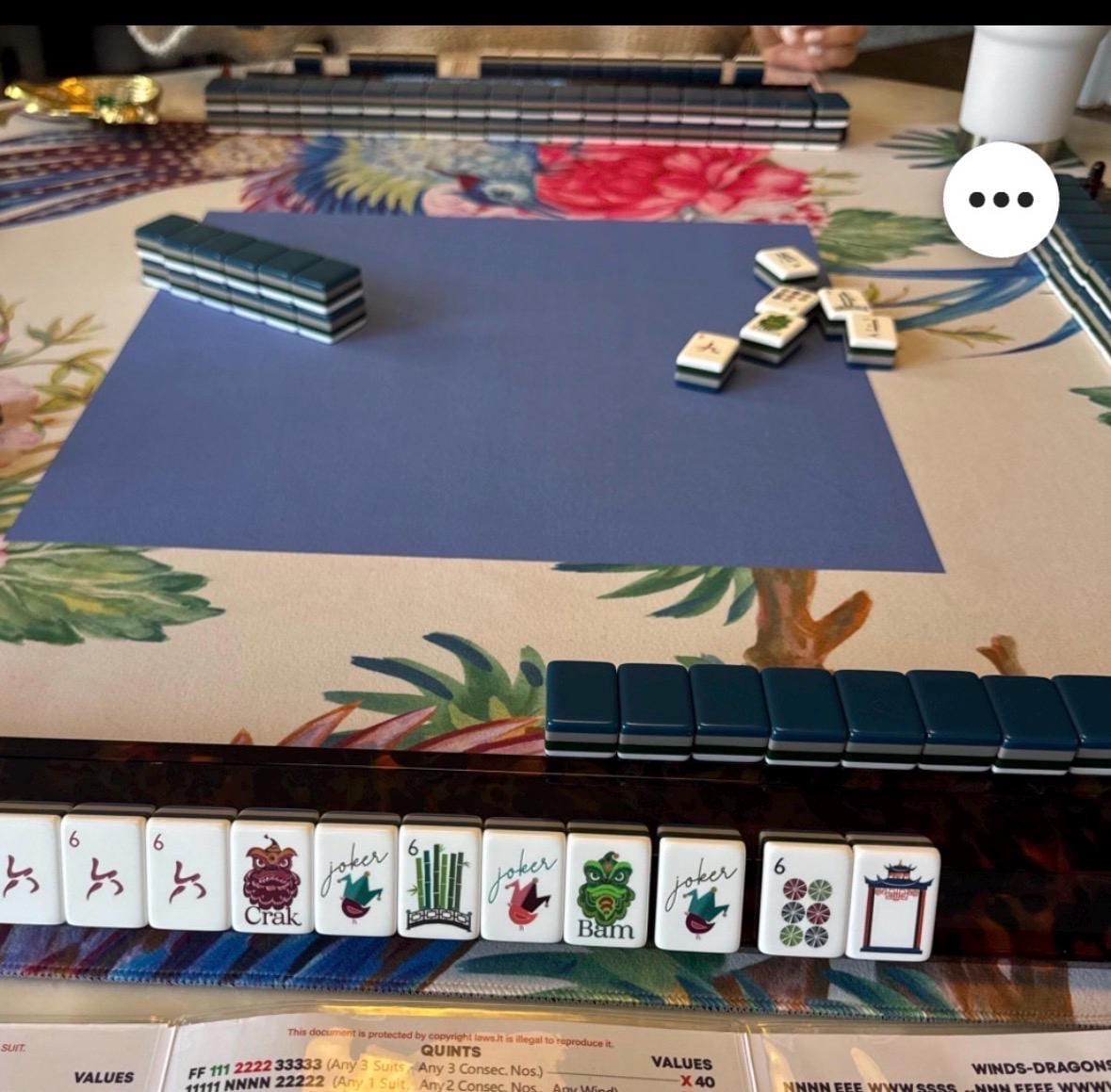 Floral Bam Bird Mahjong Mat: Mahj Game Tabletop