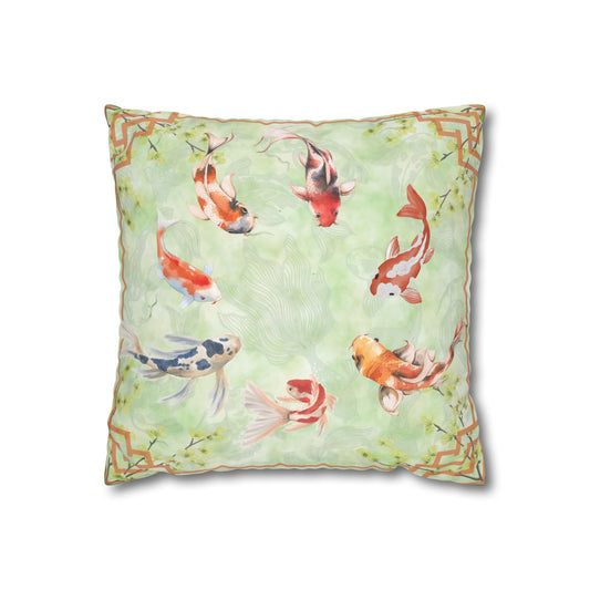 Koi Pond Mahjong Inspired square pillowcase