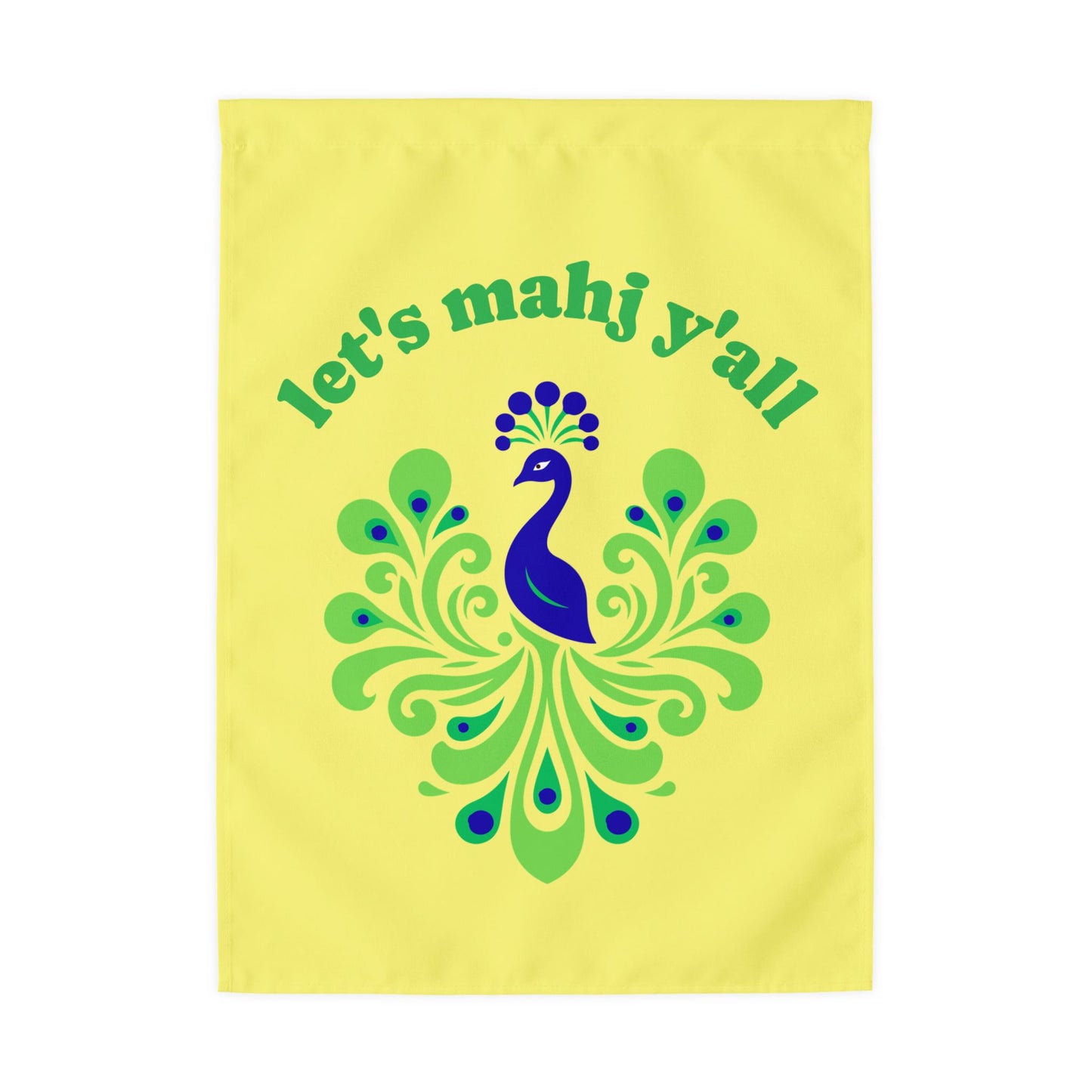 Let's Mahj Y'all Outdoor Flag with Rod Pocket | Peacock Design, Pink & Green