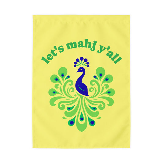 Let's Mahj Y'all Outdoor Flag with Rod Pocket | Peacock Design, Pink & Green
