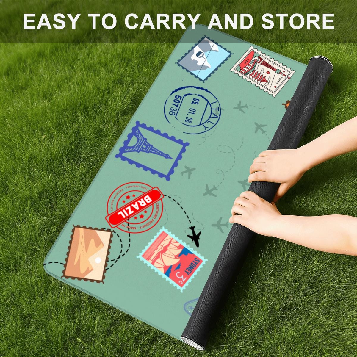 Travel Stamps Travel Mahjong Mat: Mahj Travel-size  (20.95-inch)