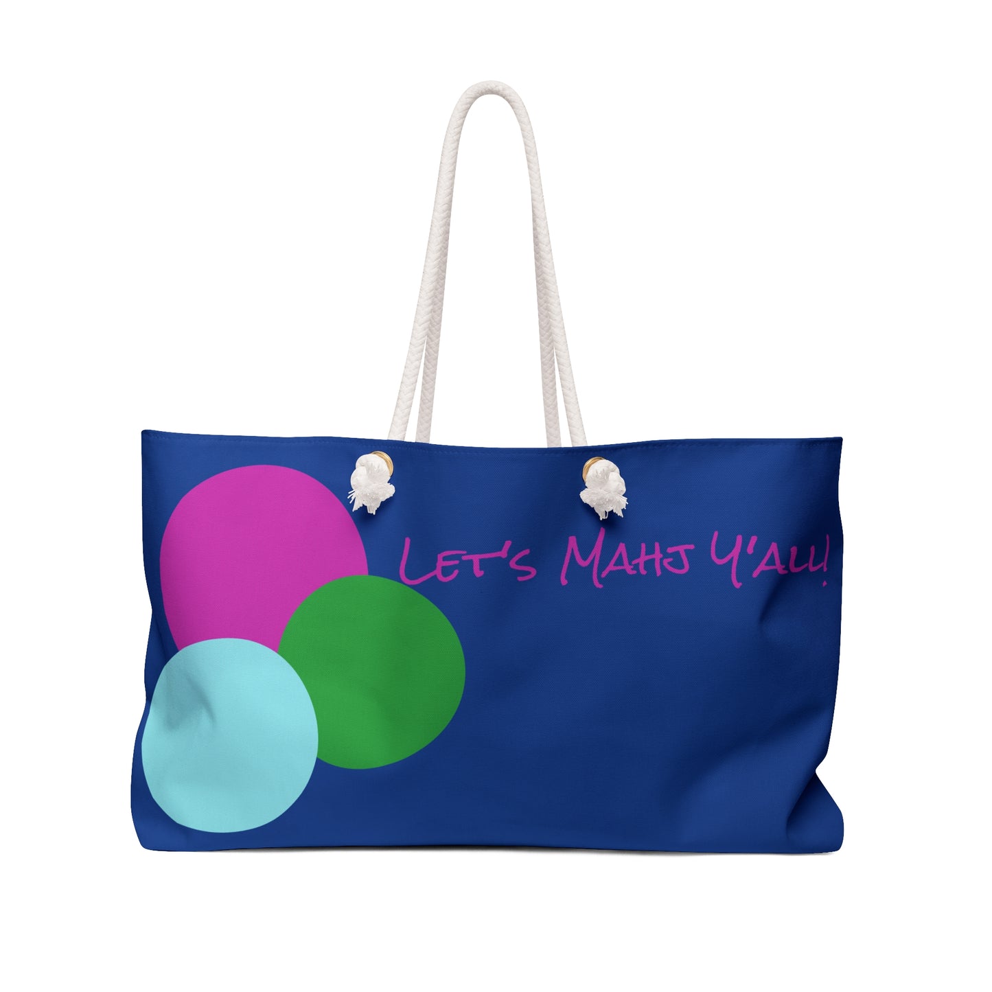 Fun Colorful Weekender Bag for Travel, Let's Mahj Y'all, Tote, Gym Bag, Beach Bag, Perfect for Mahjong Nights, Gifts