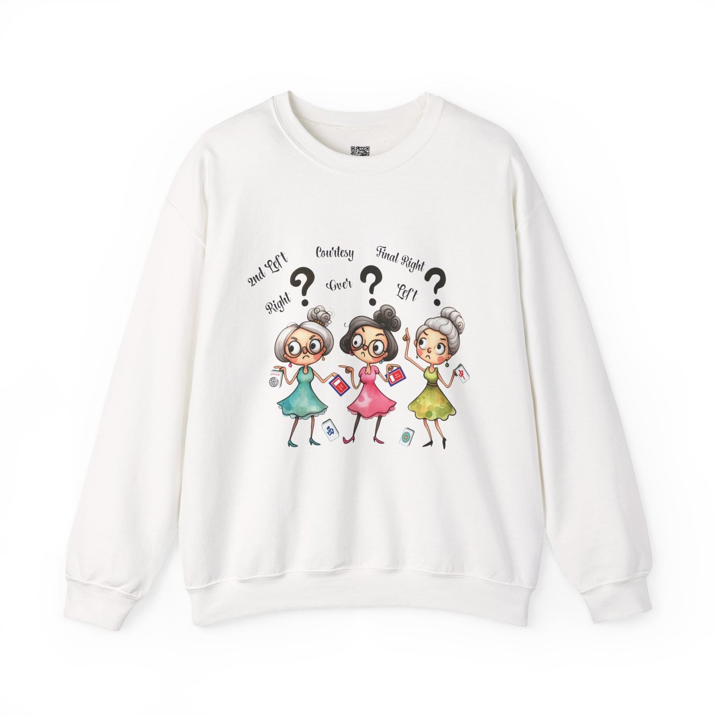 Mahjong Grannies Sweatshirt | Cute Cartoon Ladies with Question Marks
