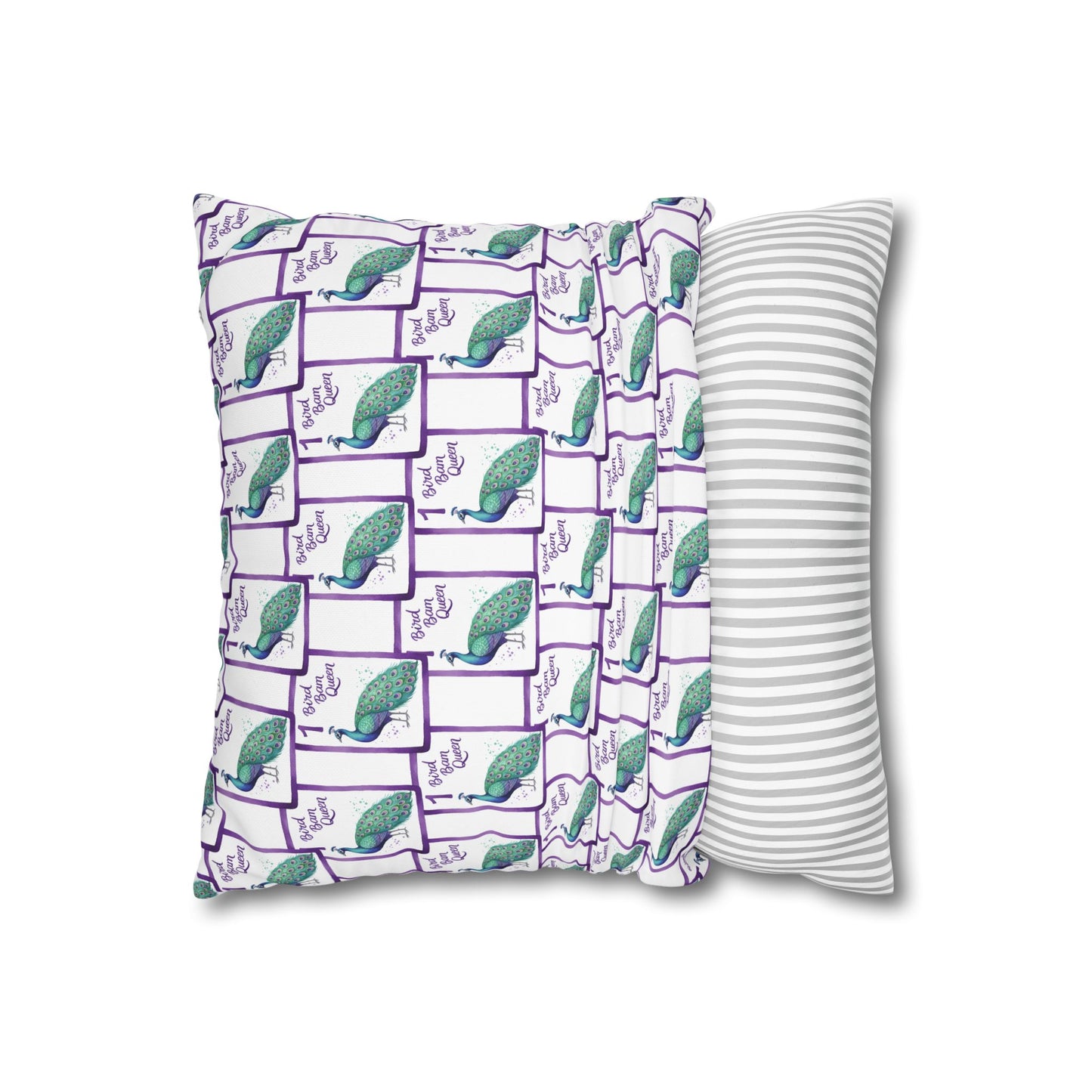 Bird Bam Queen Mahjong inspired square pillowcase