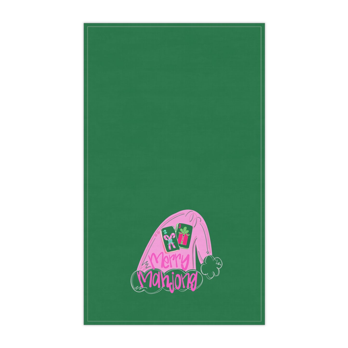 Merry Mahjong Design Tea Towels - Holiday Gift, Gift for Mahj Lovers, Eco-Friendly Cotton