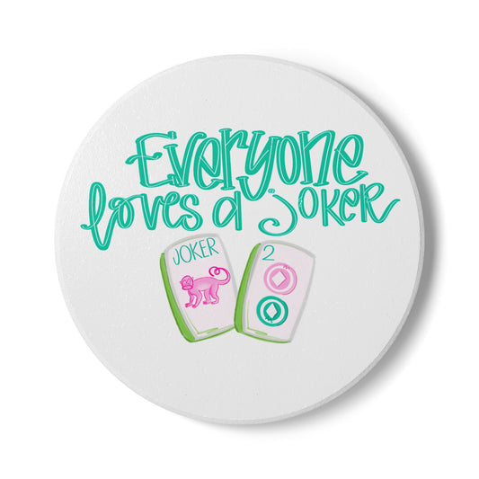 Playful Mahjong Joker Ceramic Coaster, Home Decor, Beverage Holder, Gifts for Mahj, Funny Mahjong Kitchen Accessories
