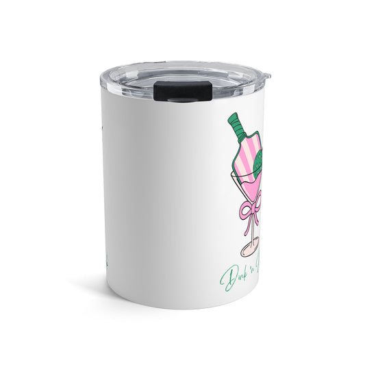 Cute Dink 'n Drink Cocktail Tumbler, Fun Drinkware for Parties, Pickleball Celebrations, Gift for Friends, Pink and Green Design