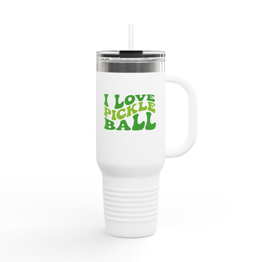 I Love Pickleball Insulated Travel Mug, 40oz - Perfect Gift for Pickleball Lovers, Sports Drinkware, Summer Essentials, Unique Travel Cup