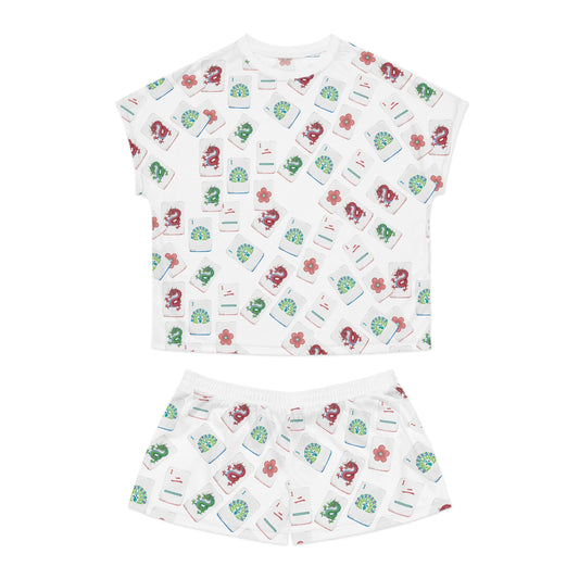 Women's Mahjong Tiles Pajama Set - Cozy Sleepwear, Mahjong Loungewear, Perfect Gift for Her, Summer Nights, Mahj Pajamas