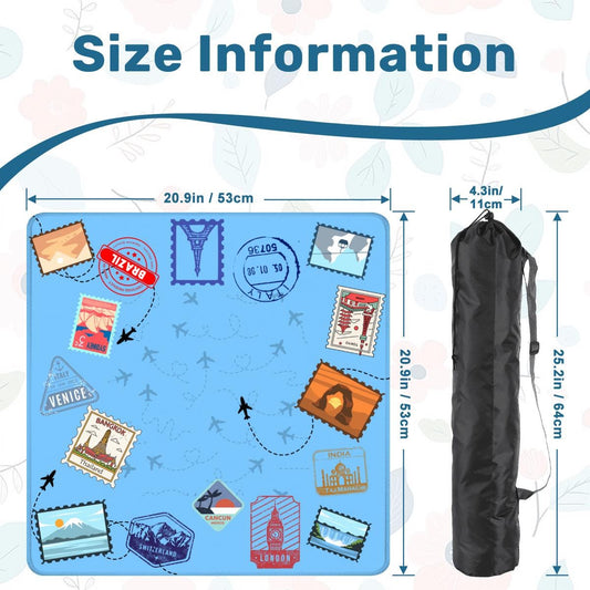 Travel Stamps Blue Travel Mahjong Mat: Mahj Travel-size  (20.95-inch)