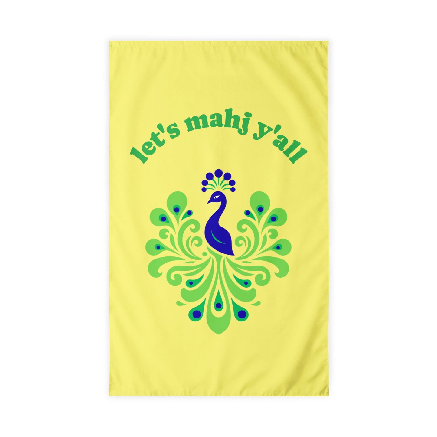 Let's Mahj Y'all Outdoor Flag with Rod Pocket | Peacock Design, Pink & Green