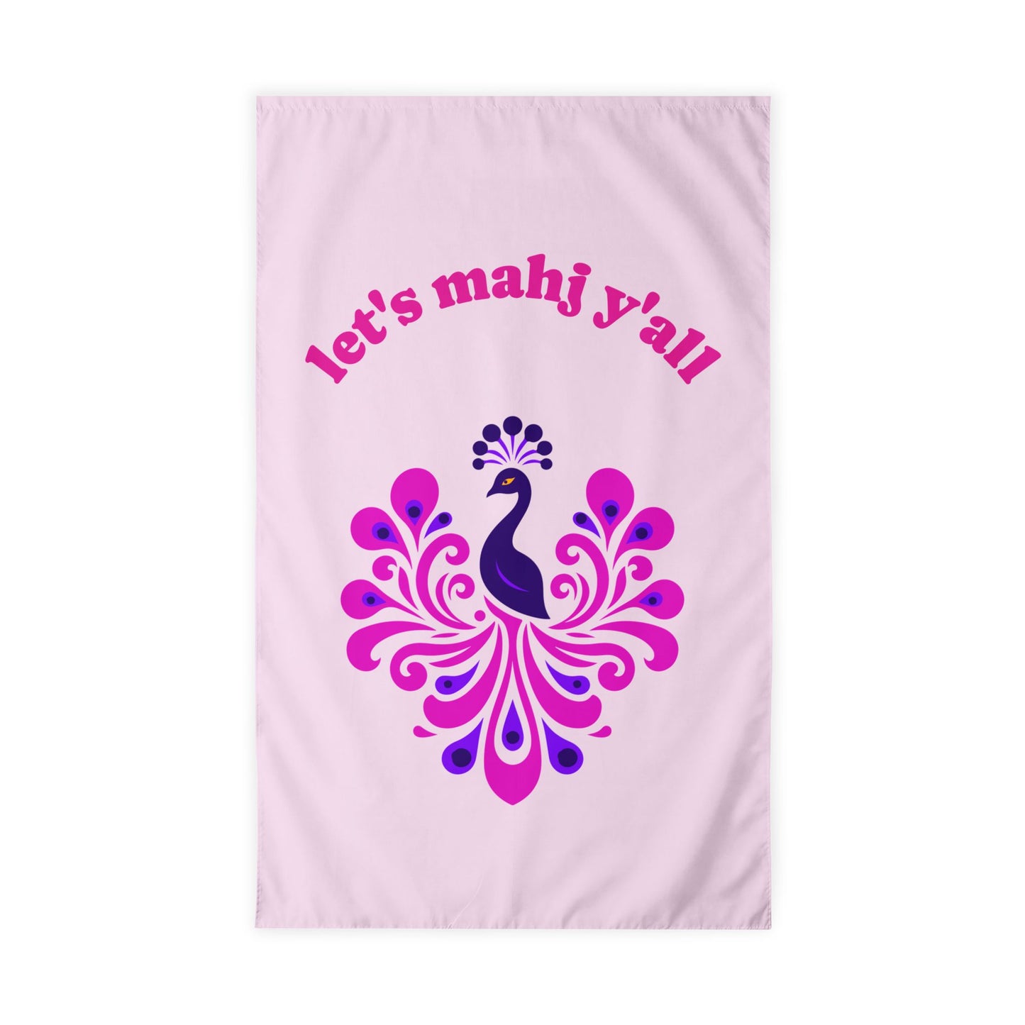 Let's Mahj Y'all Outdoor Flag with Rod Pocket | Pink Peacock Design