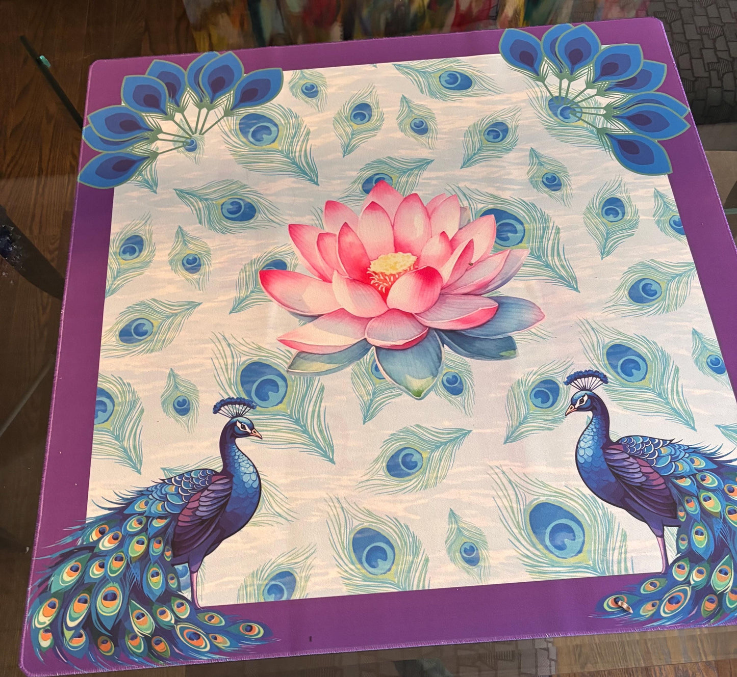 Peacock and the Lotus Mahjong Mat