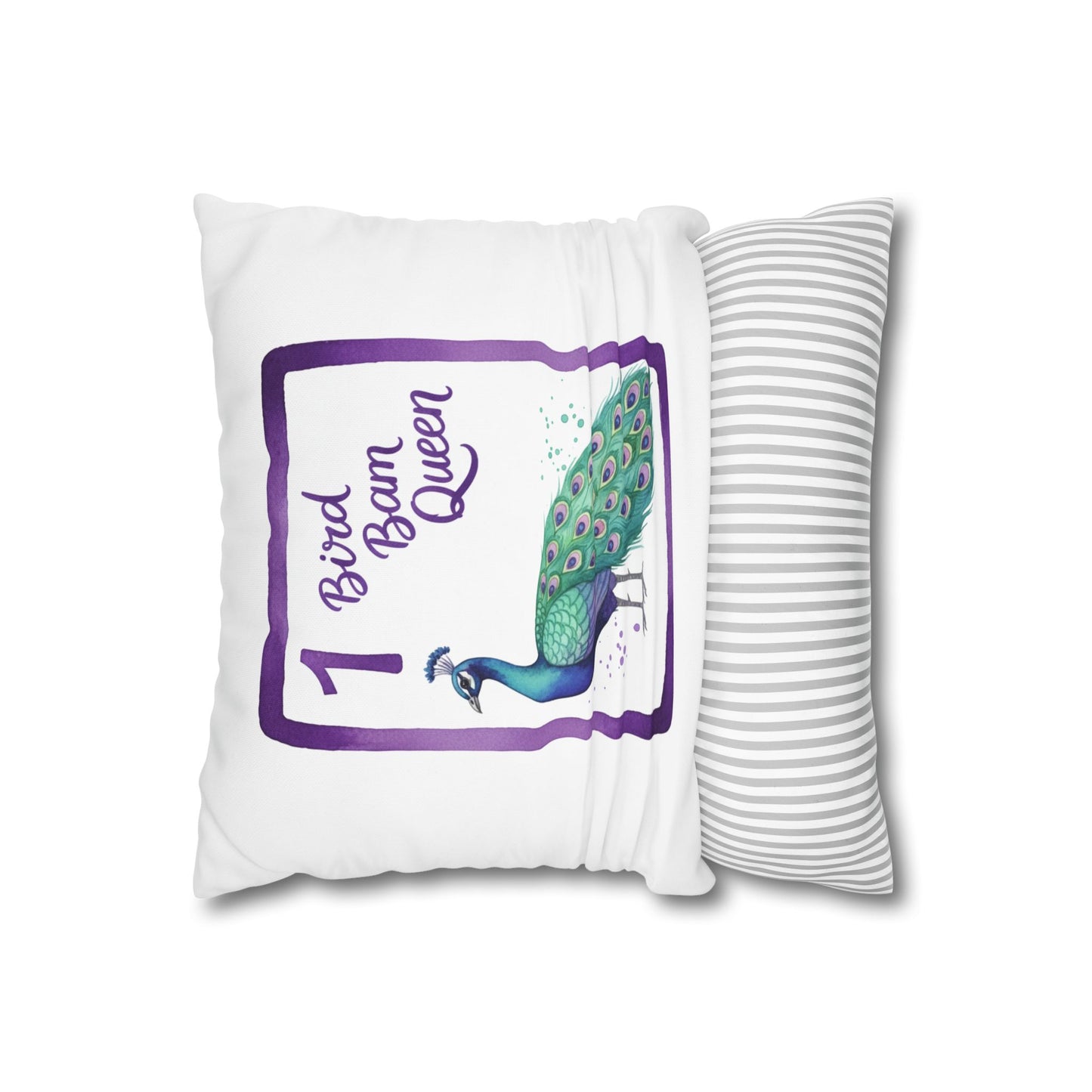 Bird Bam Queen Mahjong inspired square pillowcase