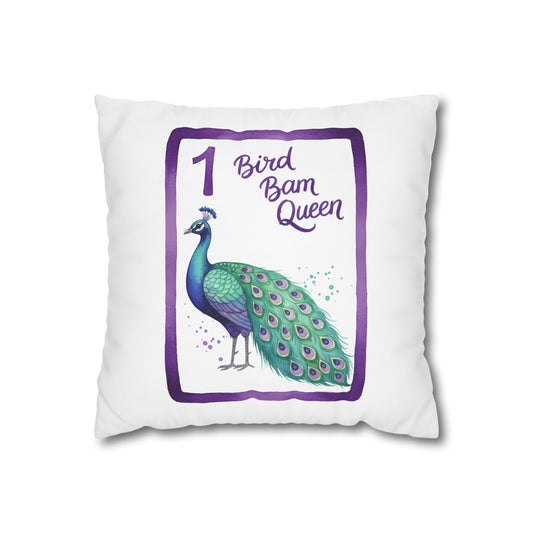 Bird Bam Queen Mahjong inspired square pillowcase