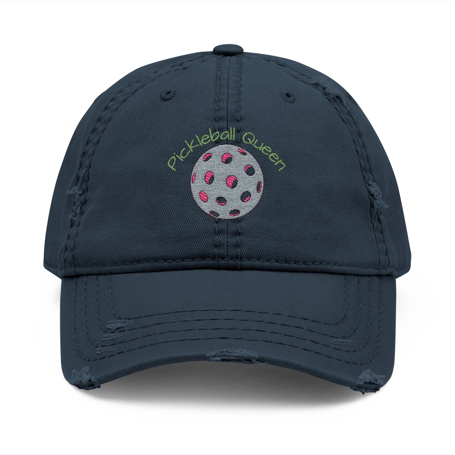 Distressed Pickleball Queen Hat Embroidery - Trendy Cap for Sports Lovers, Casual Outings, Gifts for Pickleball Players