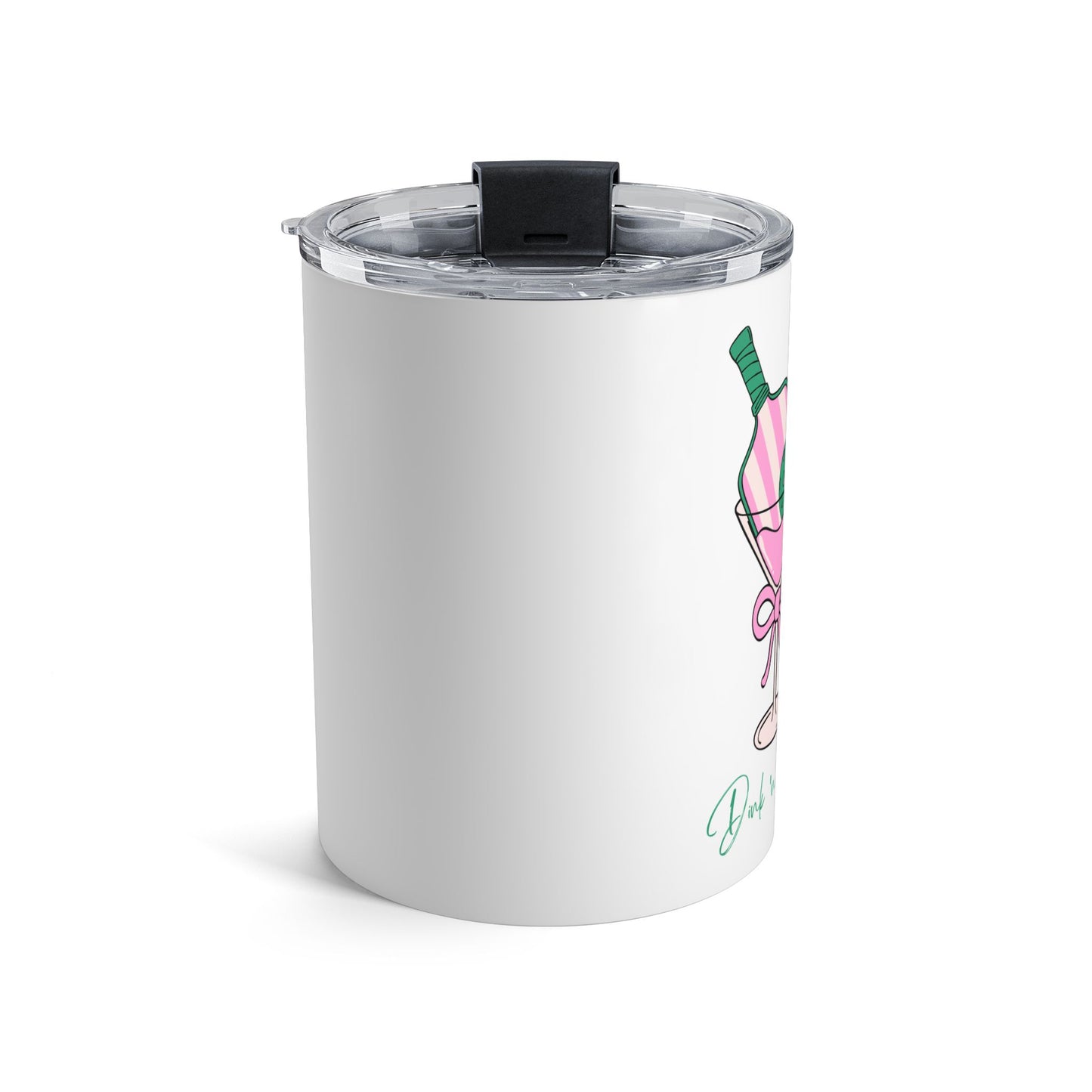 Cute Dink 'n Drink Cocktail Tumbler, Fun Drinkware for Parties, Pickleball Celebrations, Gift for Friends, Pink and Green Design