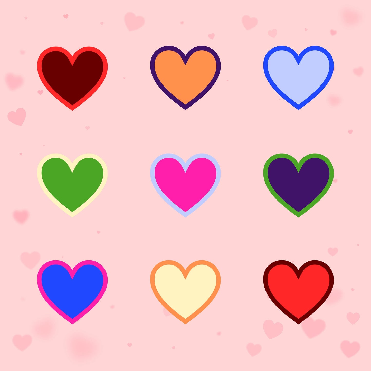 Hearts Outlined Mahjong Mat: Mahj Game Tabletop (31.5-inch)